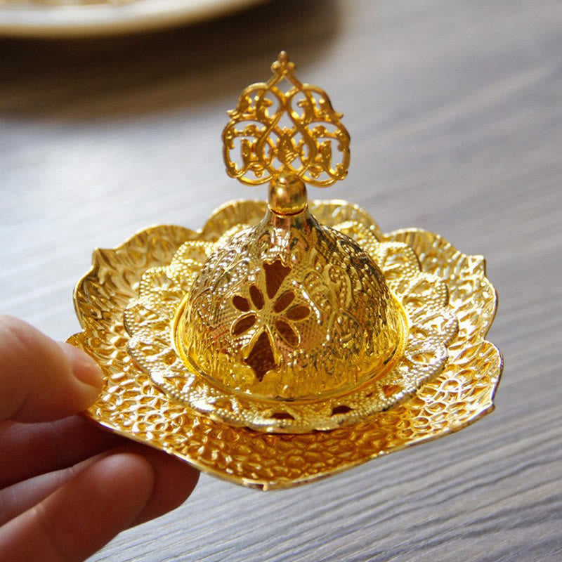 Mini-brûle-encens feuille d'or | Sous-verre spirituel en alliage
