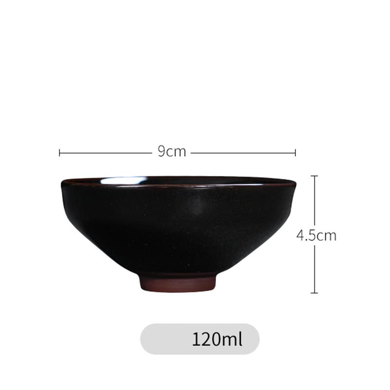 Tasse à thé en céramique Jian Zhan Tenmoku à motif feuille d'érable dorée, 120 ml