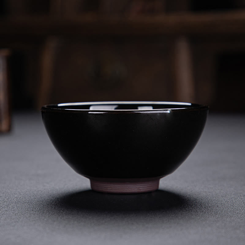 Tasse à thé en céramique Jian Zhan Tenmoku à motif feuille d'érable dorée, 120 ml