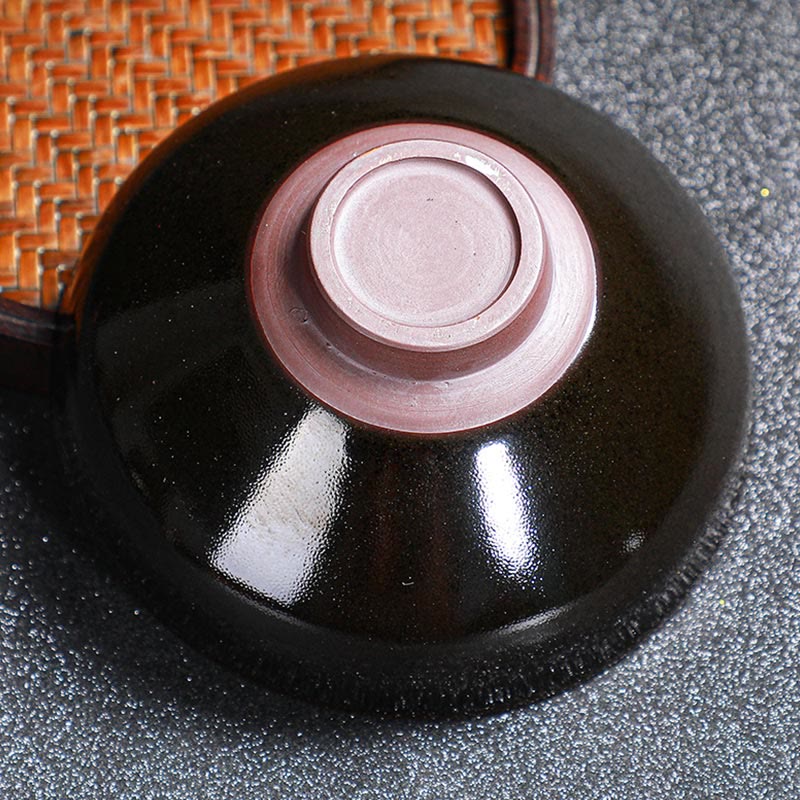 Tasse à thé en céramique Jian Zhan Tenmoku à motif feuille d'érable dorée, 120 ml