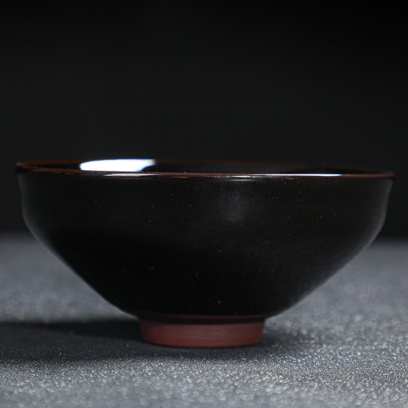 Tasse à thé en céramique Jian Zhan Tenmoku à motif feuille d'érable dorée, 120 ml