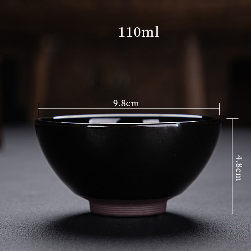 Tasse à thé en céramique Jian Zhan Tenmoku à motif feuille d'érable dorée, 120 ml