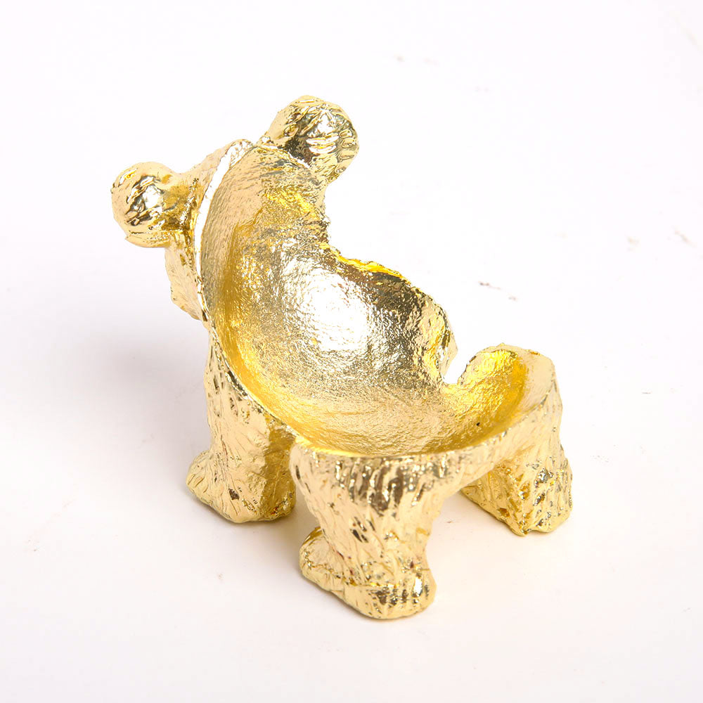 Gold Metal Bear Shaped Crystal Sphere Holder Stand 2.7in