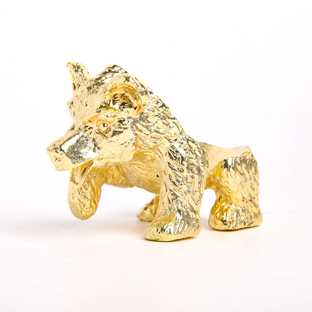 Gold Metal Bear Shaped Crystal Sphere Holder Stand 2.7in
