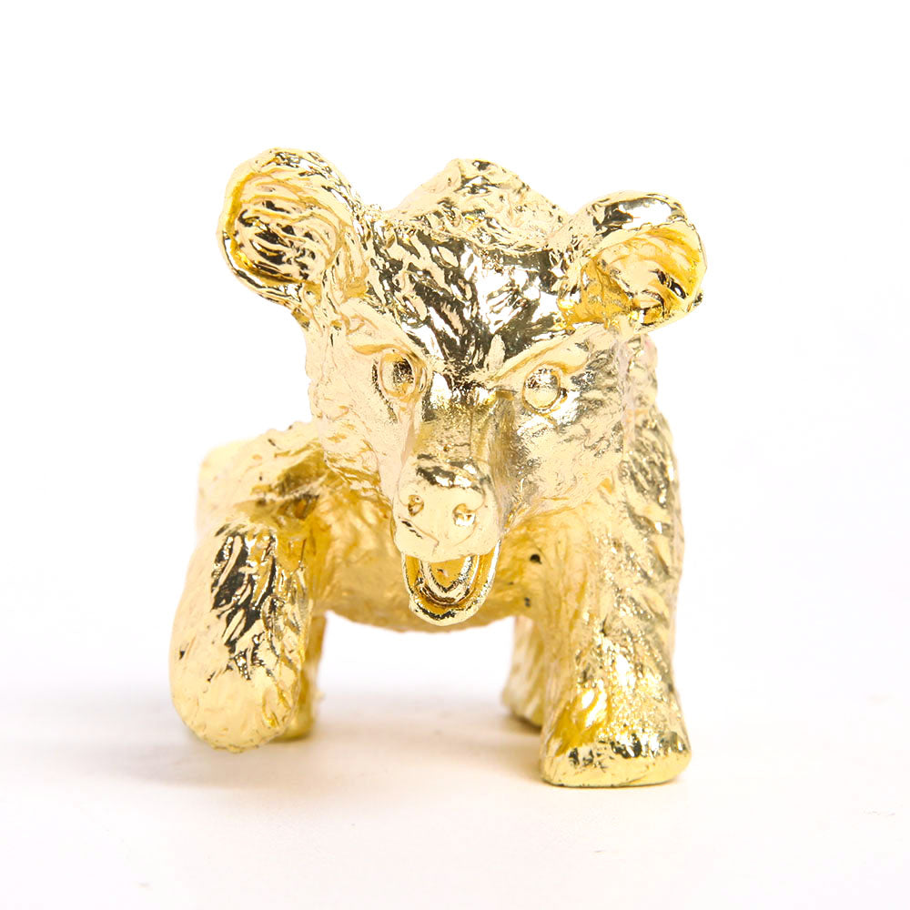 Gold Metal Bear Shaped Crystal Sphere Holder Stand 2.7in