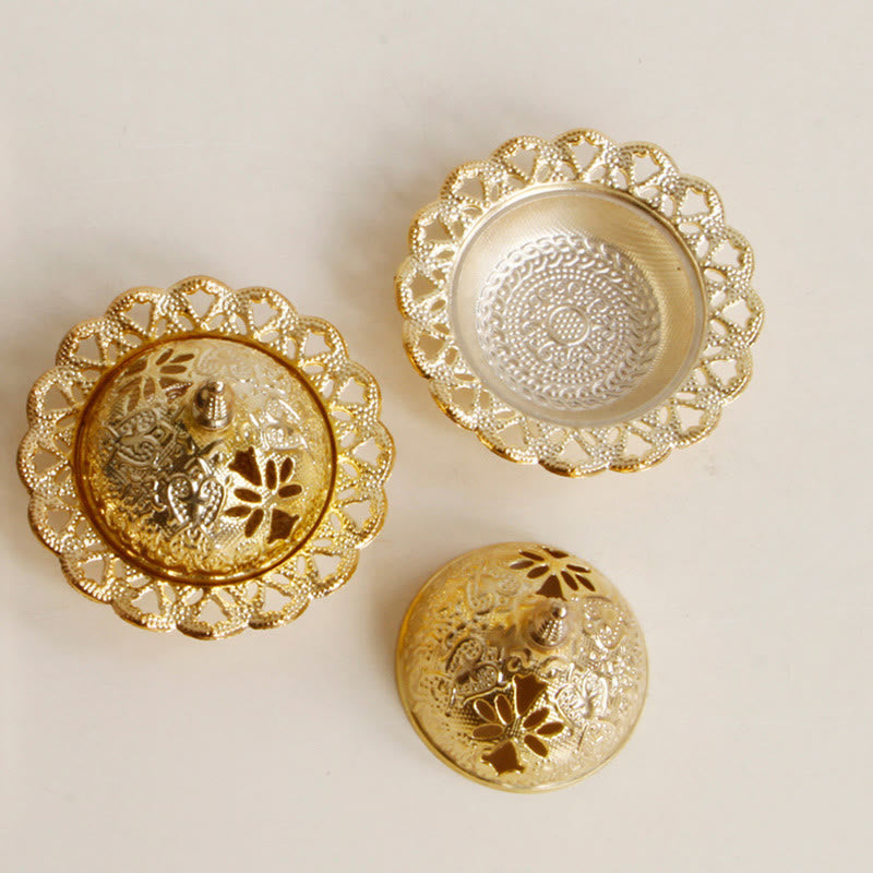 Mini brûleur d'encens tibétain doré pour la méditation et la sérénité