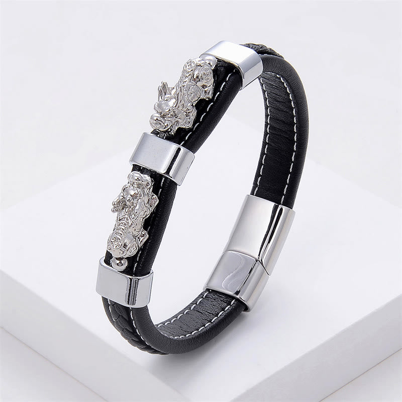 Bracelet en cuir doré PiXiu 18-20 cm avec boucle magnétique pour la richesse