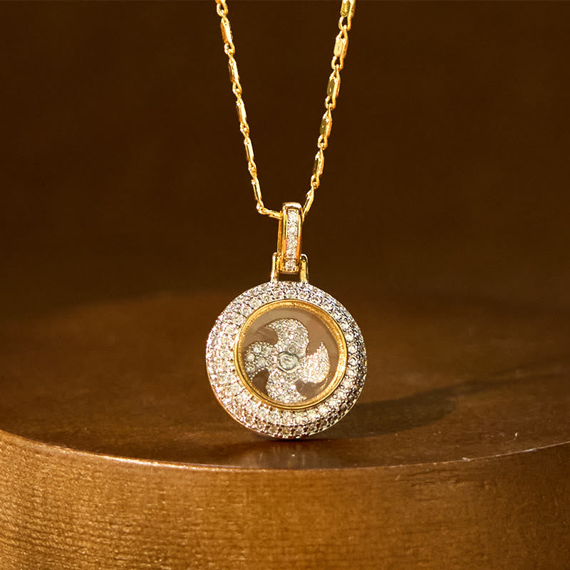 Collier pendentif d'équilibre spirituel en cuivre plaqué or Fu Windmill