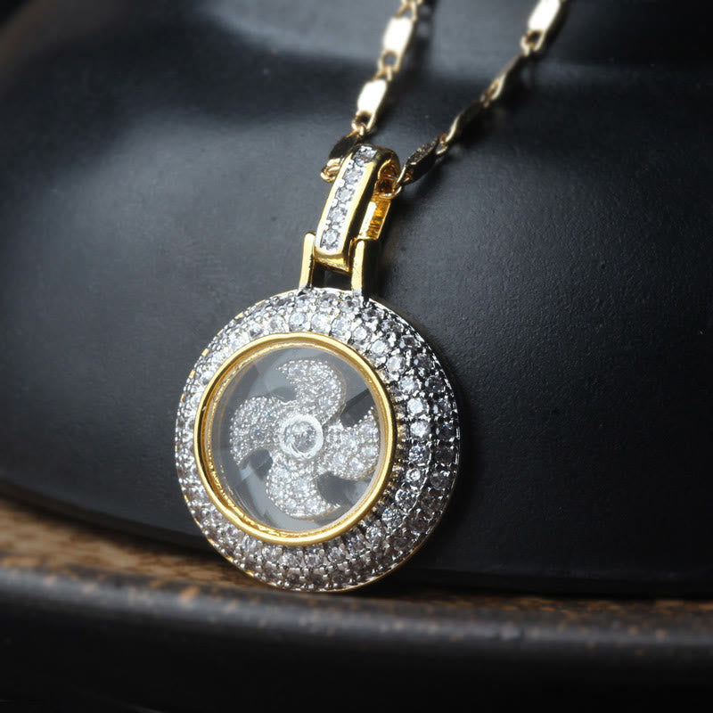 Collier pendentif d'équilibre spirituel en cuivre plaqué or Fu Windmill