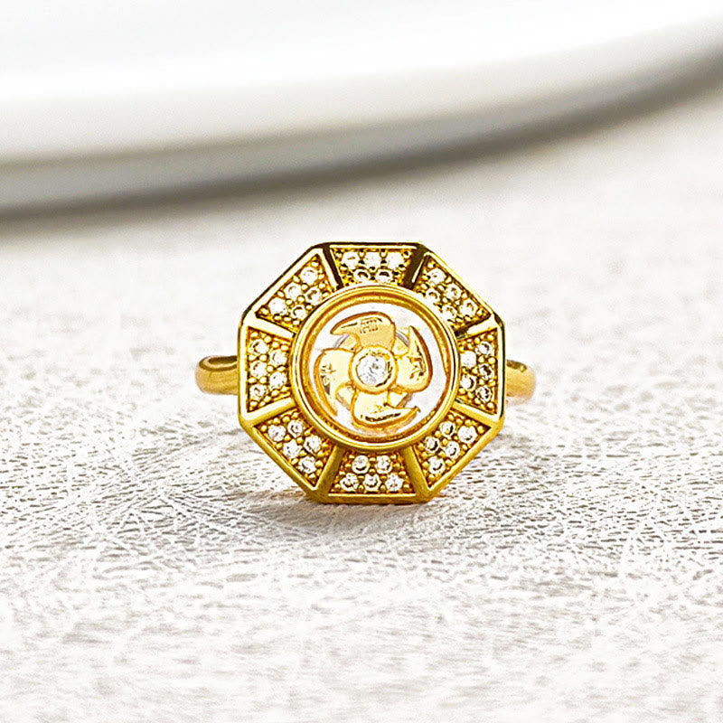 Bague moulin à vent en cuivre plaqué or pour la chance et la richesse Énergie spirituelle