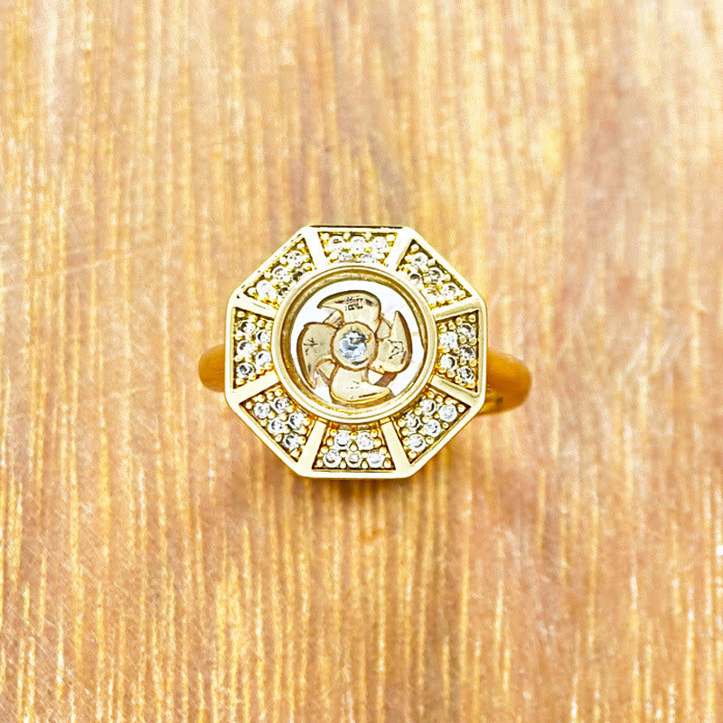 Bague moulin à vent en cuivre plaqué or pour la chance et la richesse Énergie spirituelle