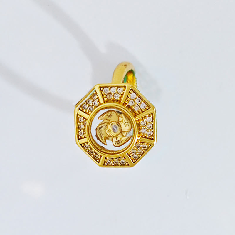 Bague moulin à vent en cuivre plaqué or pour la chance et la richesse Énergie spirituelle