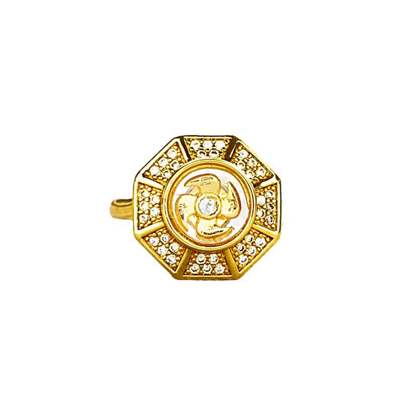 Bague moulin à vent en cuivre plaqué or pour la chance et la richesse Énergie spirituelle