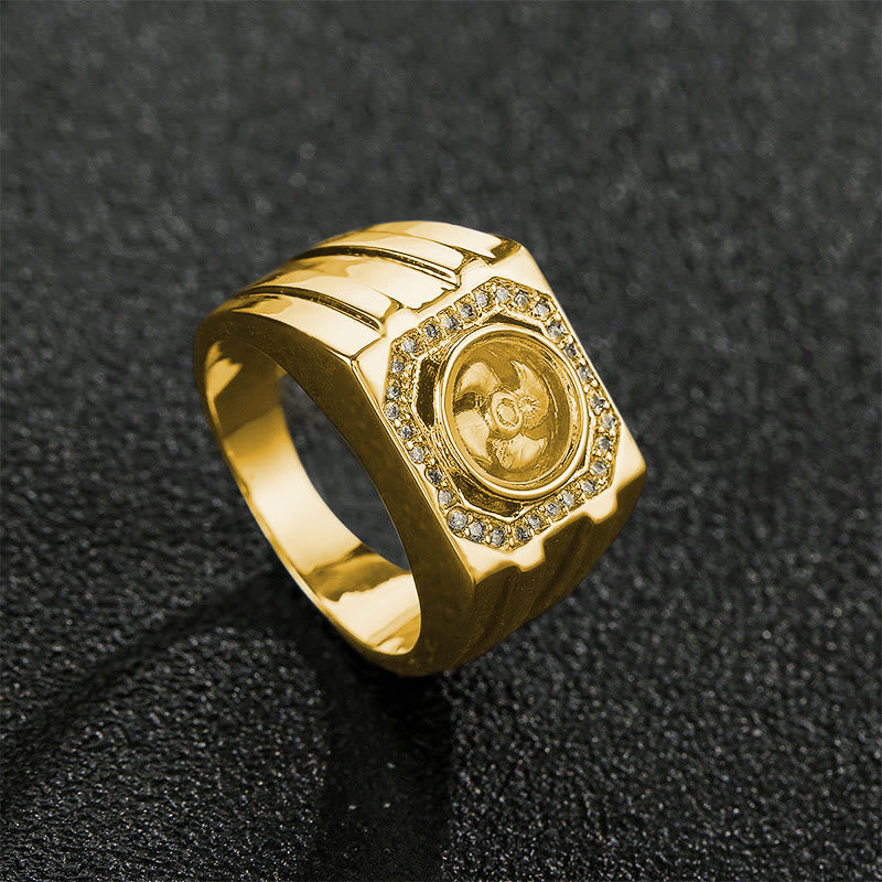 Bague de guérison spirituelle en cuivre plaqué or avec moulin à vent US8