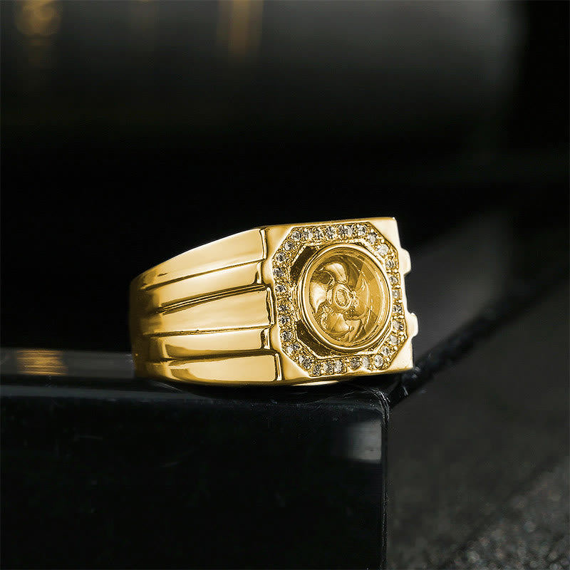 Bague de guérison spirituelle en cuivre plaqué or avec moulin à vent US8