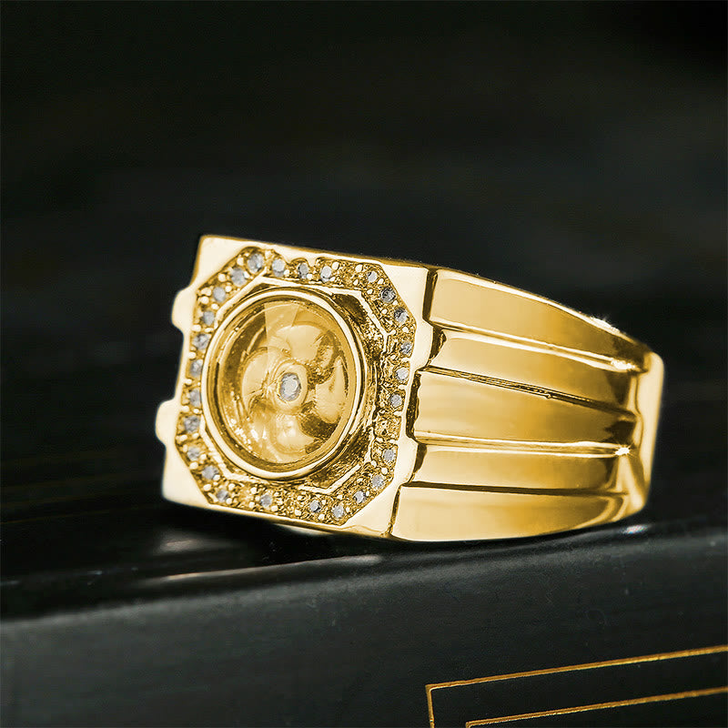 Bague de guérison spirituelle en cuivre plaqué or avec moulin à vent US8