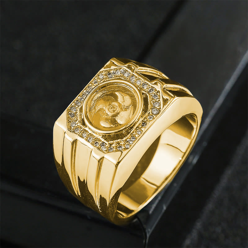 Bague de guérison spirituelle en cuivre plaqué or avec moulin à vent US8