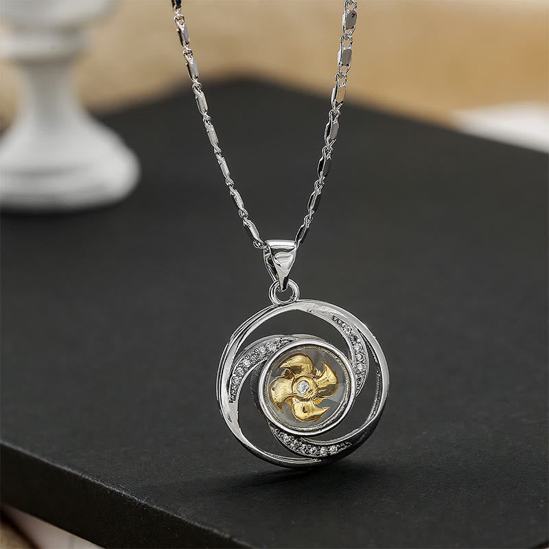 Collier pendentif spirituel moulin à vent en cuivre plaqué or