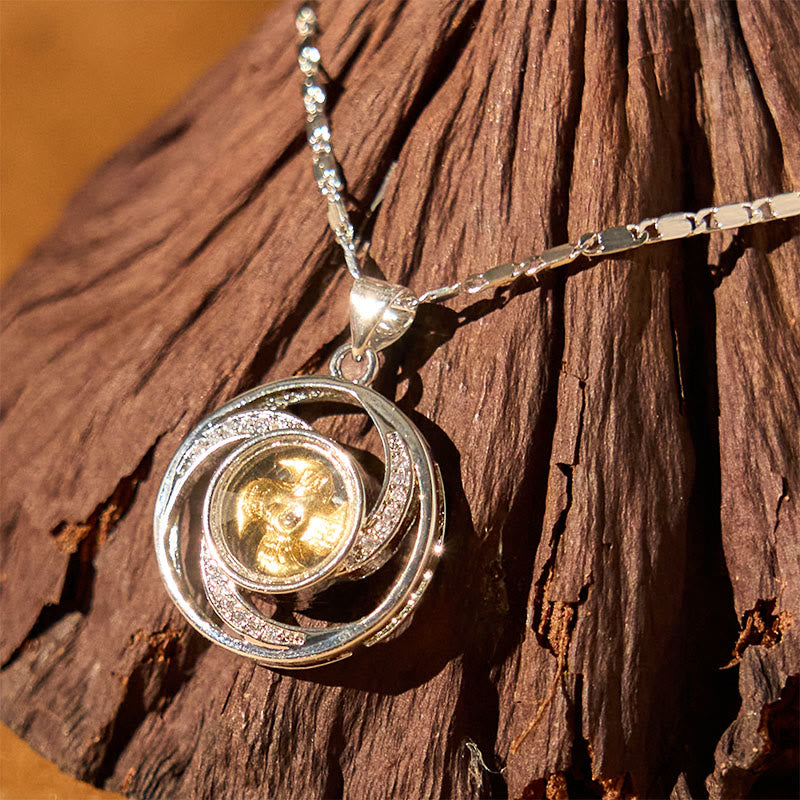 Collier pendentif spirituel moulin à vent en cuivre plaqué or