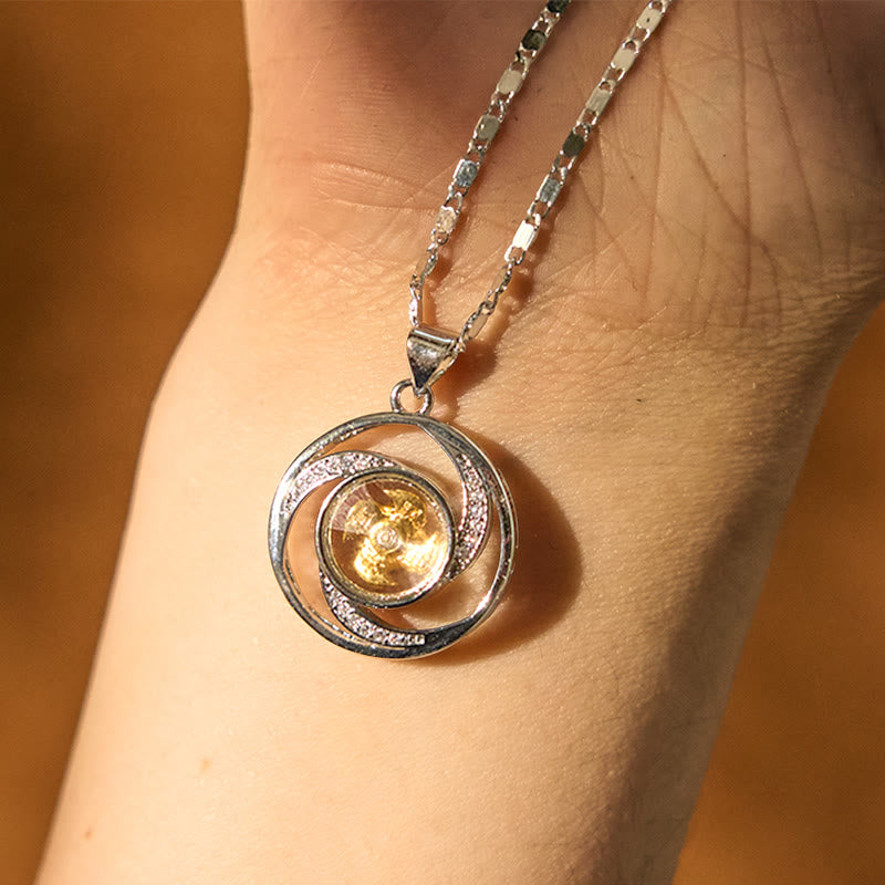 Collier pendentif spirituel moulin à vent en cuivre plaqué or