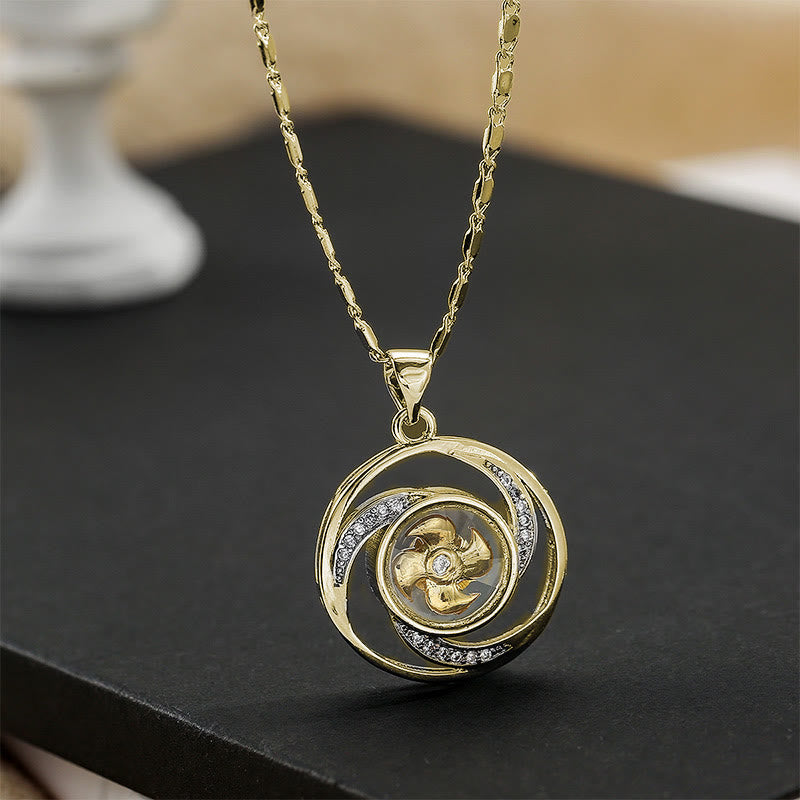 Collier pendentif spirituel moulin à vent en cuivre plaqué or