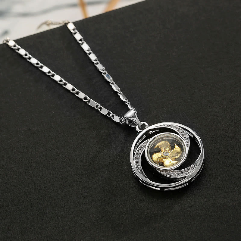 Collier pendentif spirituel moulin à vent en cuivre plaqué or