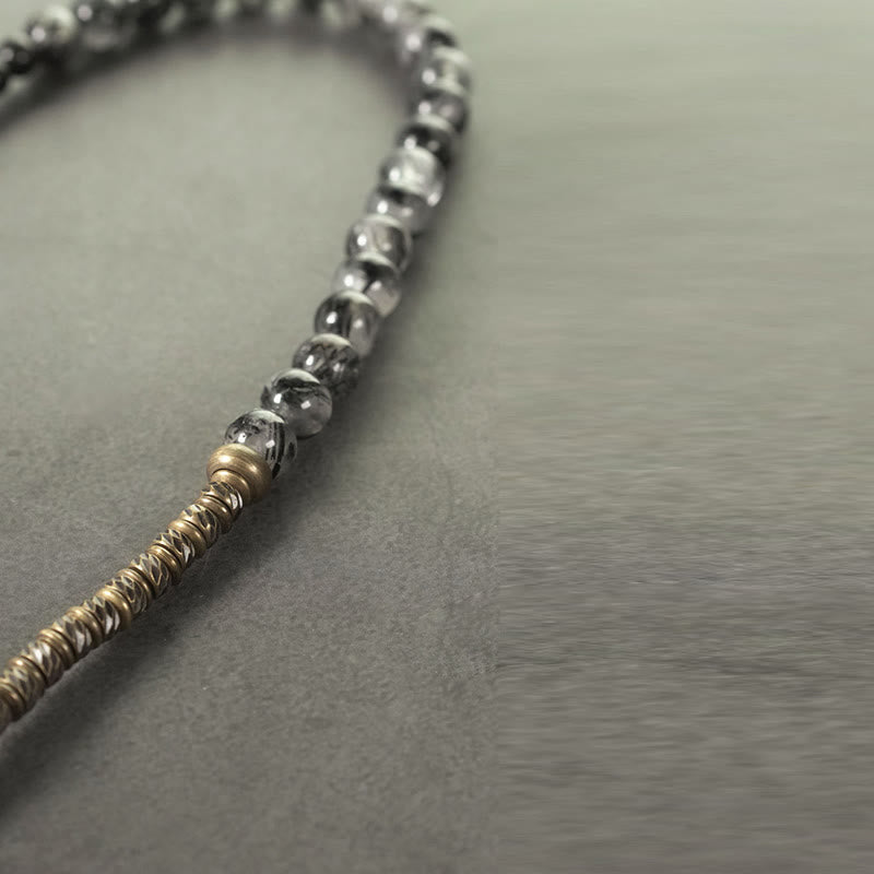 Bracelet de protection double tour en obsidienne dorée