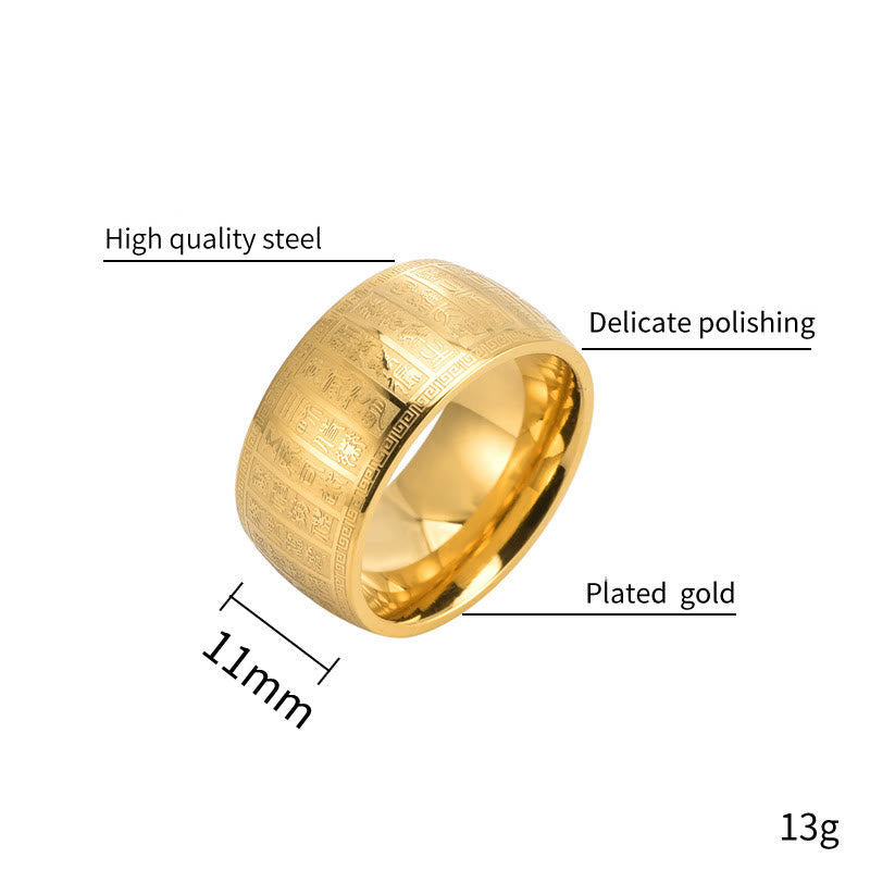 Bague spirituelle en or avec caractères chinois gravés | Équilibre et harmonie