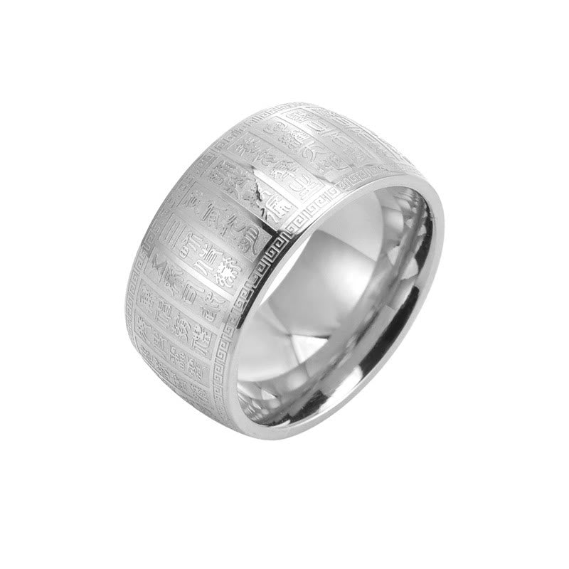 Bague spirituelle en or avec caractères chinois gravés | Équilibre et harmonie