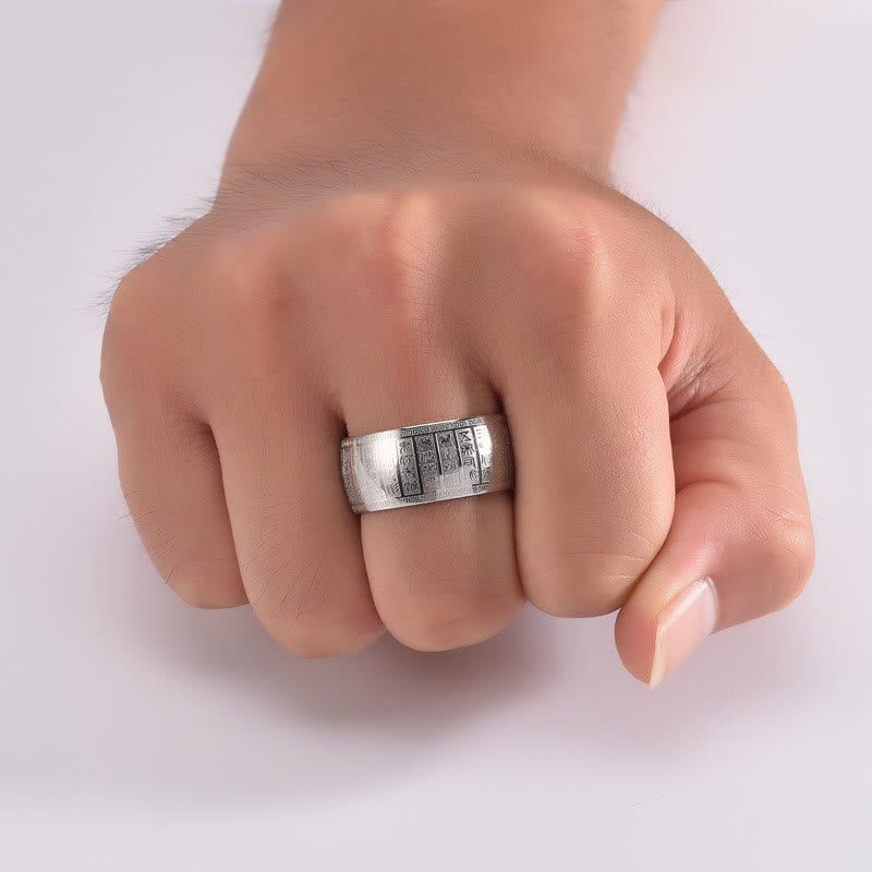 Bague spirituelle en or avec caractères chinois gravés | Équilibre et harmonie