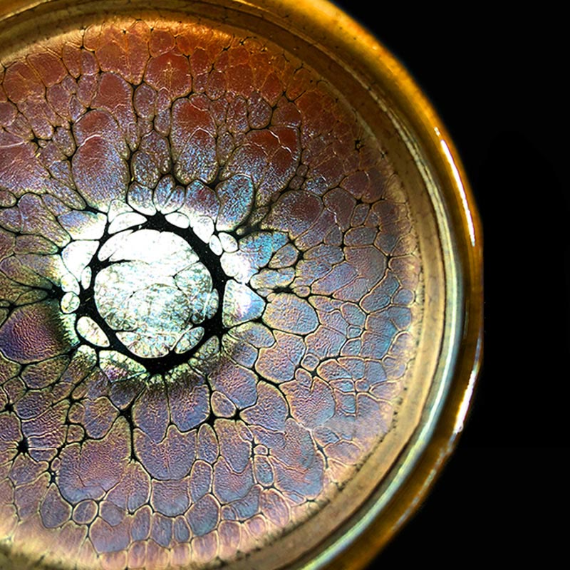 Tasse à thé en céramique chinoise Jianzhan à motif de taches dorées 9,5 cm