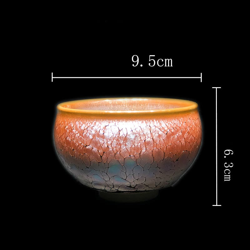 Tasse à thé en céramique chinoise Jianzhan à motif de taches dorées 9,5 cm