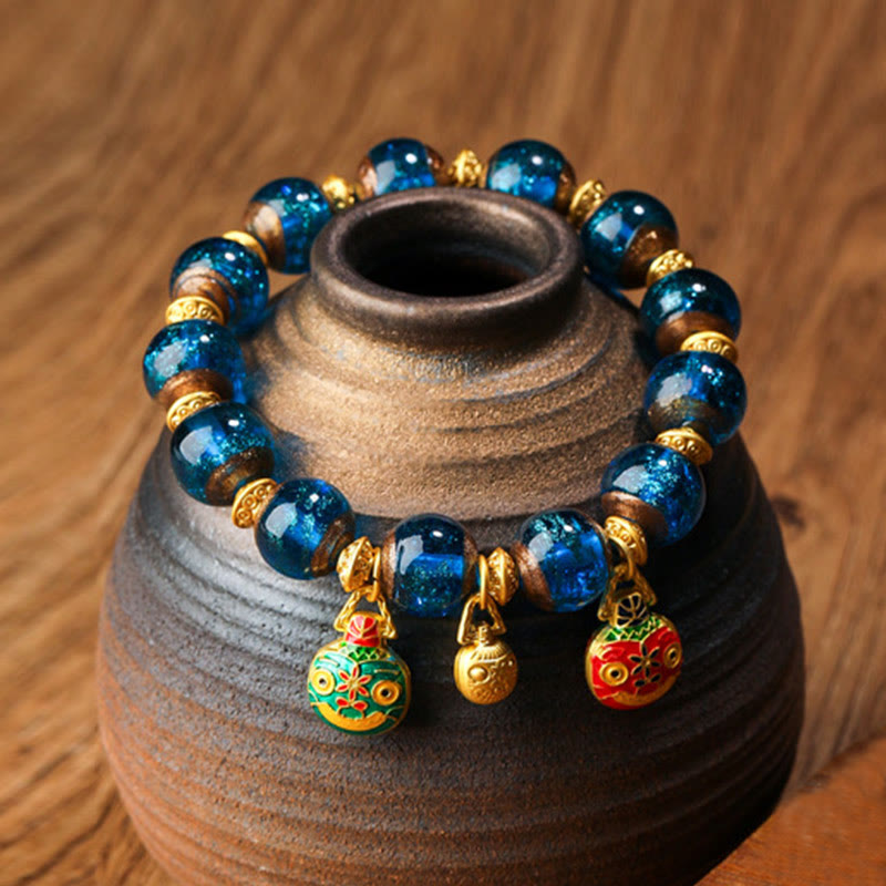 Bracelet spirituel en perles de verre Liuli, bête avaleuse d'or, 12 mm