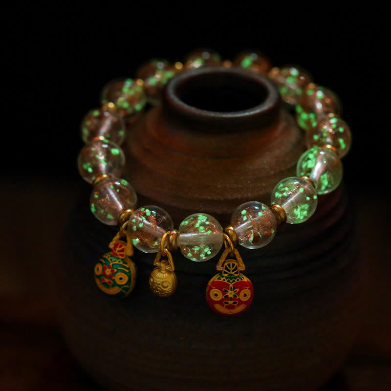Bracelet en verre Liuli lumineux Bête avaleuse d'or 12 mm