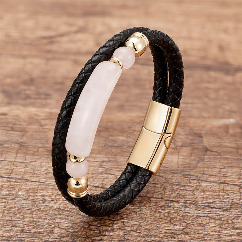 Bracelet en cuir œil de tigre doré avec boucle magnétique pour la chance et la protection