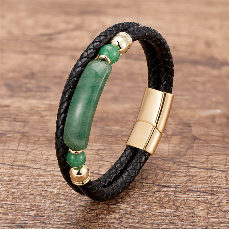 Bracelet en cuir œil de tigre doré avec boucle magnétique pour la chance et la protection