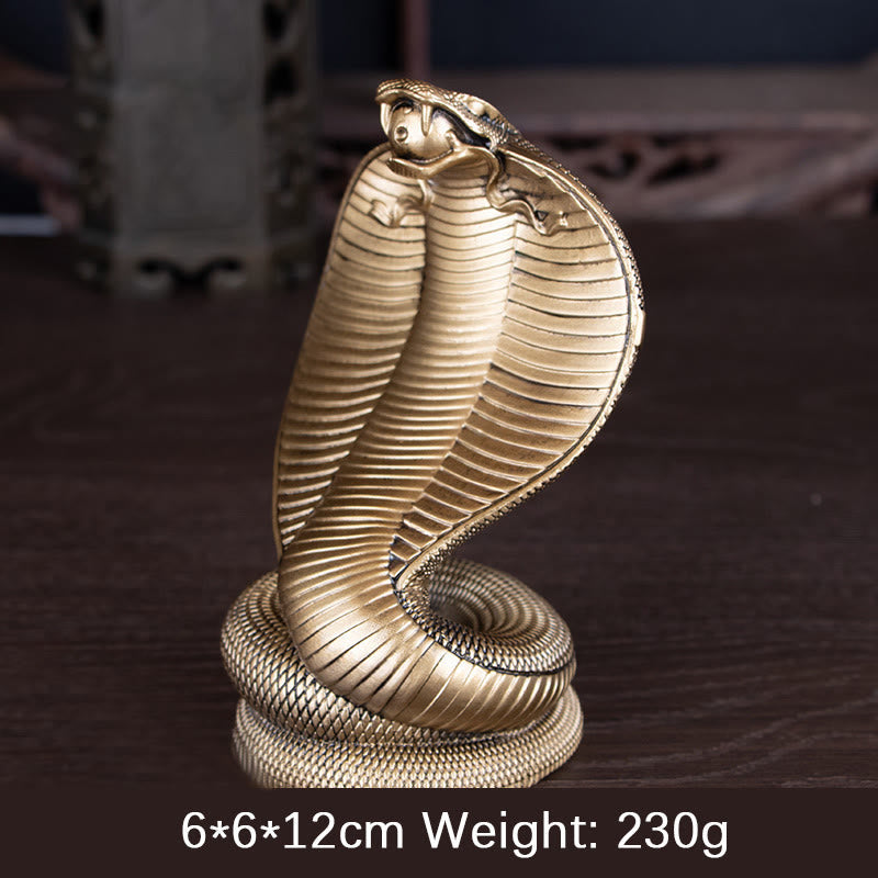 Statue de cobra en bronze doré et résine | Décor de l'Année du Serpent