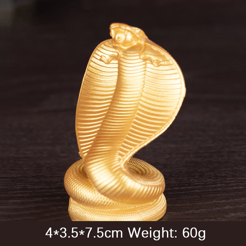 Statue de cobra en bronze doré et résine | Décor de l'Année du Serpent