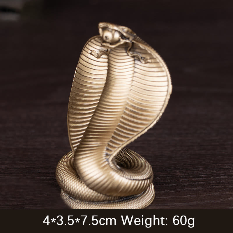 Statue de cobra en bronze doré et résine | Décor de l'Année du Serpent
