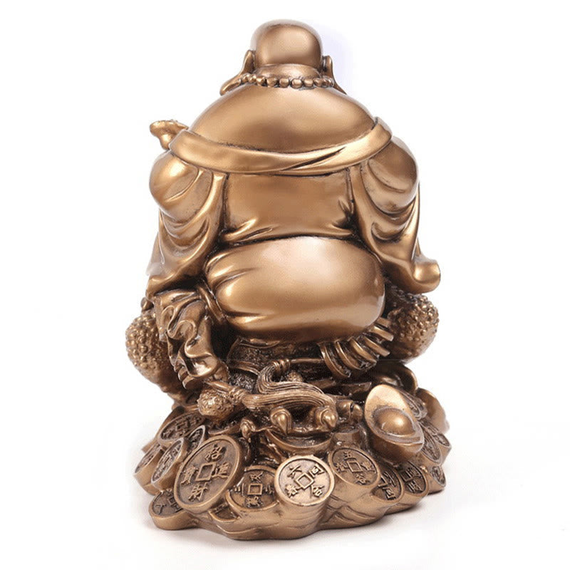 Statue de Bouddha doré de taille moyenne, 20 cm, Feng Shui, richesse