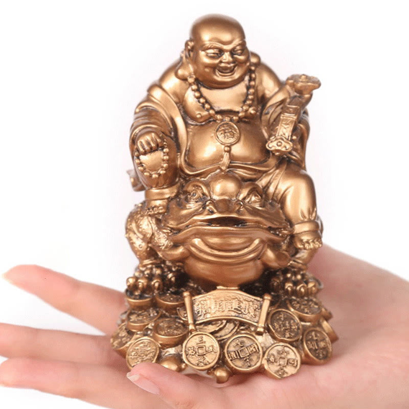 Statue de Bouddha doré de taille moyenne, 20 cm, Feng Shui, richesse