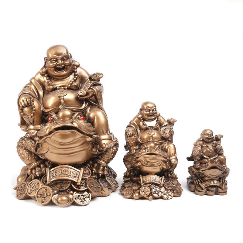 Statue de Bouddha doré de taille moyenne, 20 cm, Feng Shui, richesse