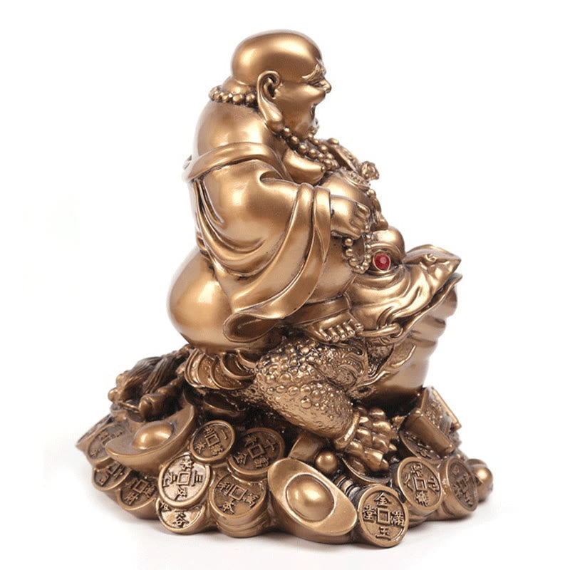 Statue de Bouddha doré de taille moyenne, 20 cm, Feng Shui, richesse
