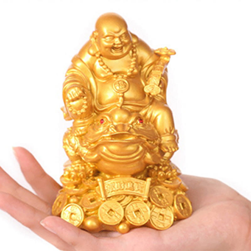 Statue de Bouddha doré de taille moyenne, 20 cm, Feng Shui, richesse