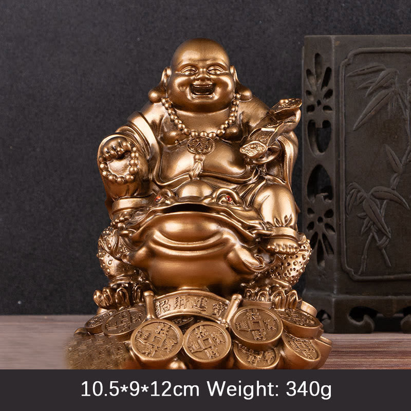 Statue de Bouddha doré de taille moyenne, 20 cm, Feng Shui, richesse