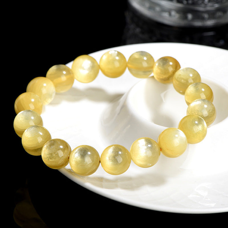 Bracelet spirituel en lépidolite dorée pour la protection et la prospérité