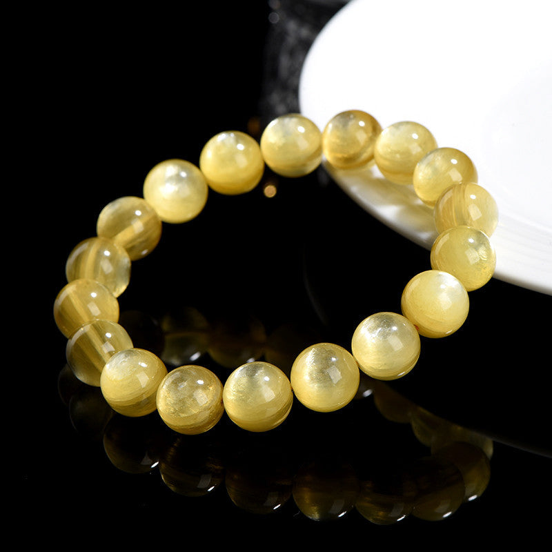 Bracelet spirituel en lépidolite dorée pour la protection et la prospérité