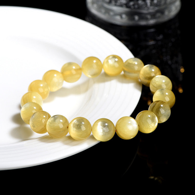 Bracelet spirituel en lépidolite dorée pour la protection et la prospérité