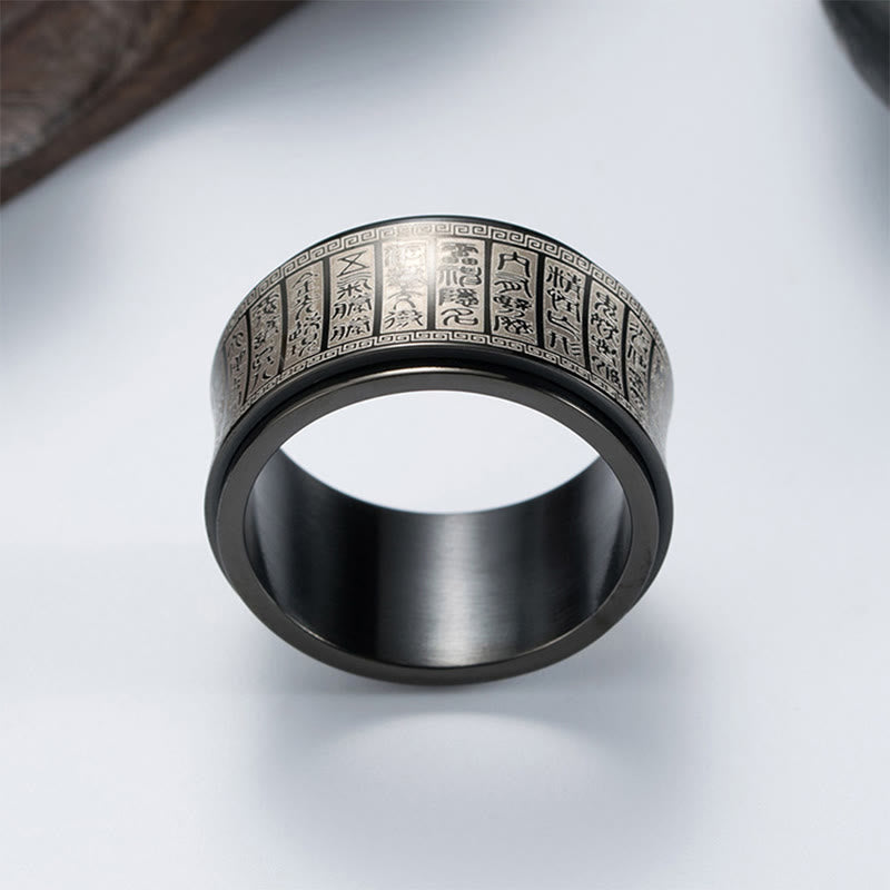 Bague tournante en acier titane avec mantra Golden Light | Équilibre spirituel