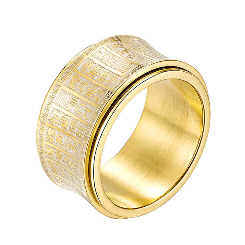 Bague tournante en acier titane avec mantra Golden Light | Équilibre spirituel